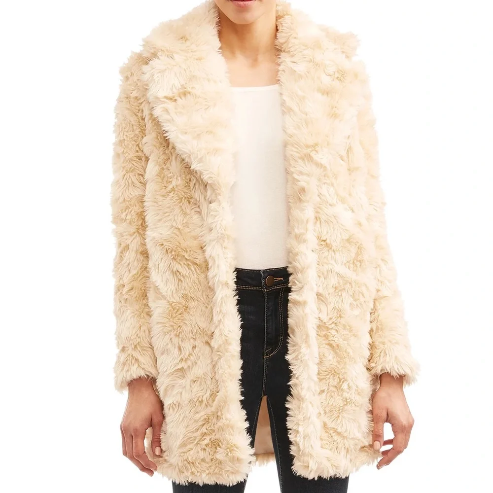 KENDALL + KYLIE Shaggy Faux Fur Reversible Coat In Ivory ✨NWOT✨_5
